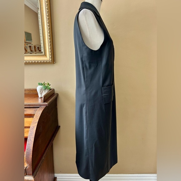 COS Longline Tailored Waistcoat Black Wool Sleeveless Jacket Coat Vest Size 8 - Picture 10 of 12